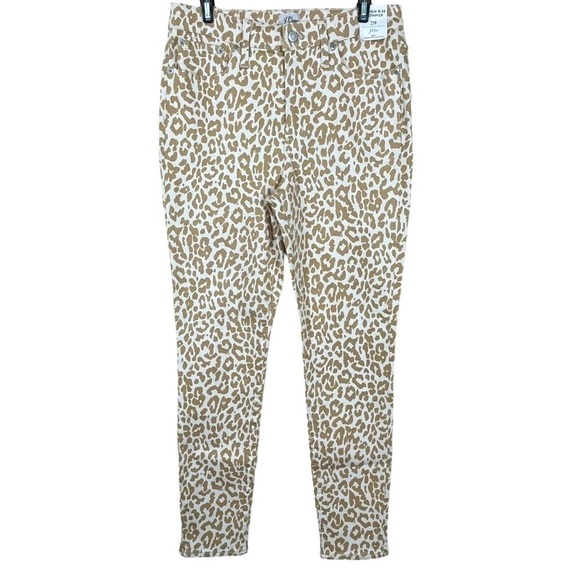 NWT J. Crew Safari Animal Print Cheetah Print Toothpick Jeans Mob Wife Size 29 - Picture 1 of 12